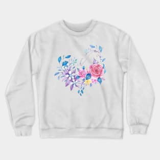 Rose and Unicorn in Heart Shape Crewneck Sweatshirt